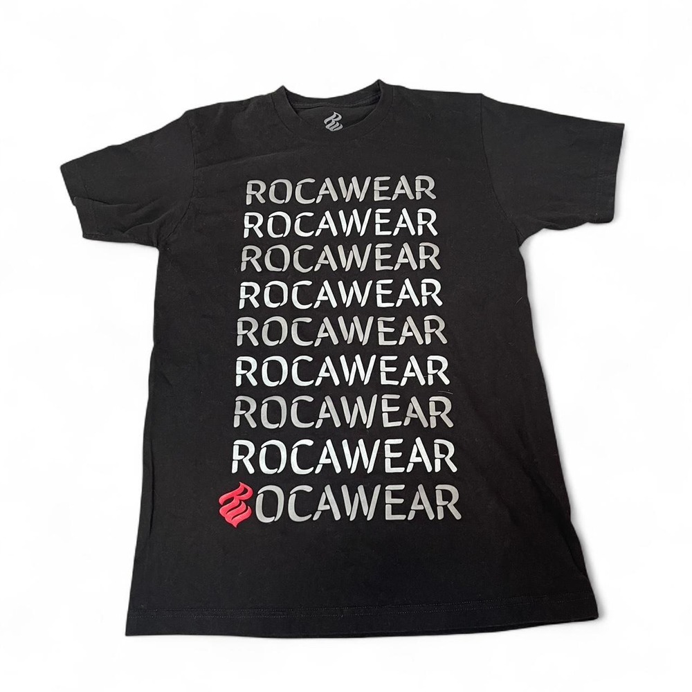 Rocawear black cotton t-shirt with white spellout